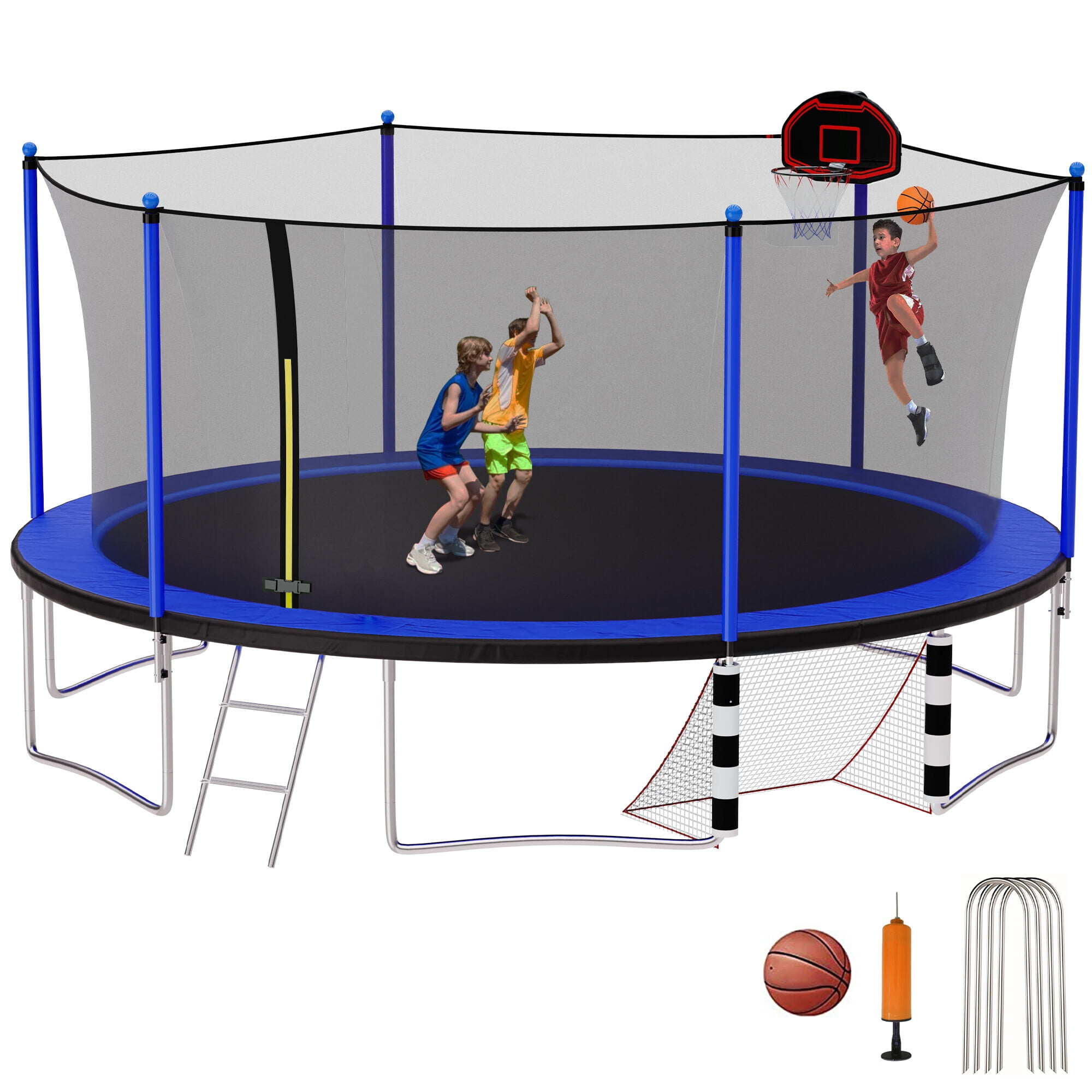 DreamBuck Trampoline with Soccer Goal, 16 FT Trampoline with Basketball