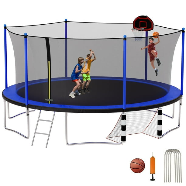 DreamBuck Trampoline with Soccer Goal, 16 FT Trampoline with Basketball
