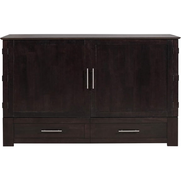 Mega Solutions Emurphybed Daily Delight Murphy Cabinet Chest Bed with Charging Station 6 Inch, (Queen, Java)
