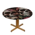 thumbnail image 3 of BANET Embroidery Skull Round Table Cloth Pink Flowers Polyester Tablecloth Waterproof Tablecloth Dinning Table Cover for Indoor Outdoor Party Picnic 46"-50, 3 of 8