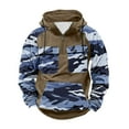 thumbnail image 3 of qolati Camouflage Hoodies for Men Color Block Lightweight Quater Zip Pullover Tops Vintage Sweatshirt Casual Long Sleeve Cargo Hoodies with Pockets Khaki L, 3 of 4