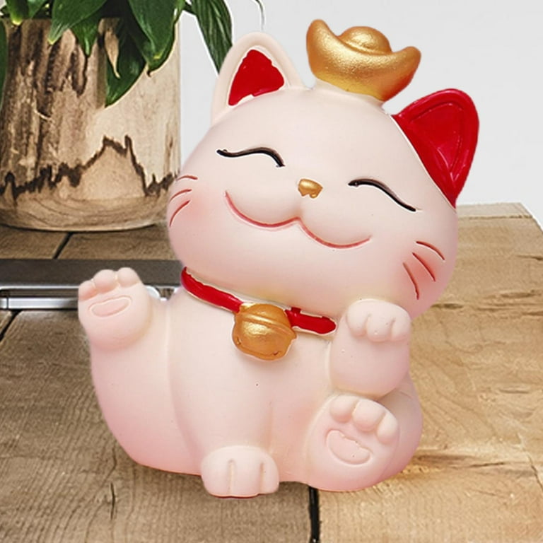Lucky Cat Figurines Chinese Feng Shui Oriental Collecting Fortune Sitting  Foot