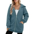 thumbnail image 4 of Fall Sweatshirts For Women Sevevn Women Plus Size Zip Up Hoodies Long Sleeve Tunic Sweatshirt Long Fleece Hoodie Jacket with Pockets, 4 of 5