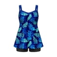thumbnail image 4 of pstuiky Swimsuit for Women Print Crew Neck Adaptable Two Piece Bathing Suits Swim Dress Tankinis with Boy Shorts Womens Swim Suits, 4 of 9