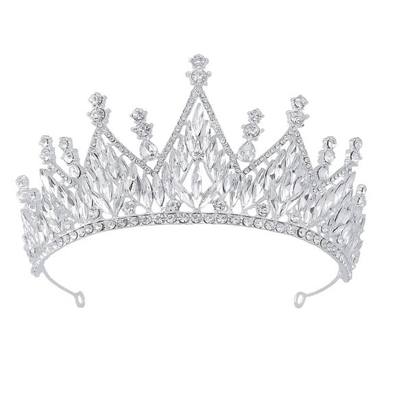 Masteelf Sweet 15 Crown Baroque Crown Photo Prop Crown Headdress Bride 15x15x8cm Silver
