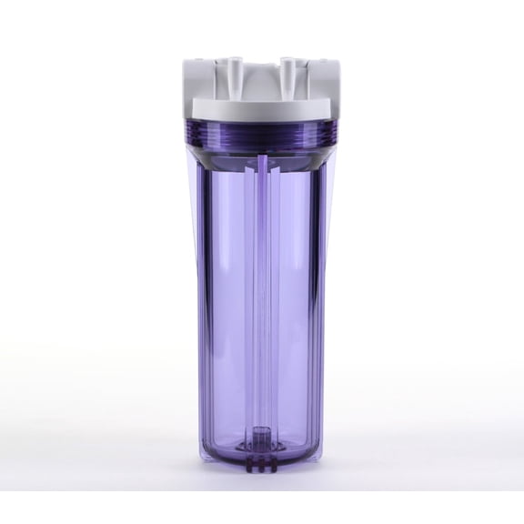 Hydronix HF3-10CLWH14, 10" Clear Housing with White Rib Cap For RO & Filtration Systems, 1/4" Ports