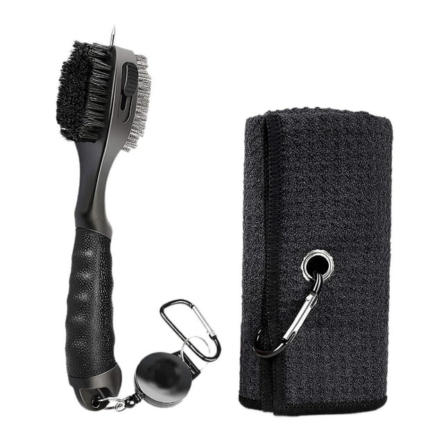 Kit de limpieza de golf shamjiam con toalla y cepillo negro