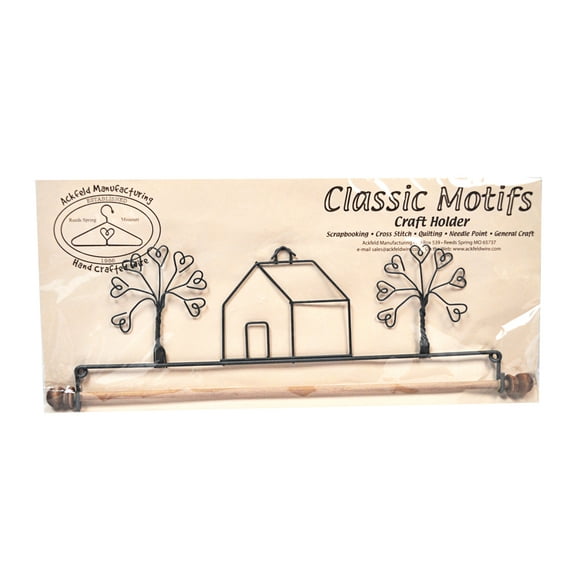 Classic Motifs School House and Heart Tree 12 Inch Fabric Holder With Dowel