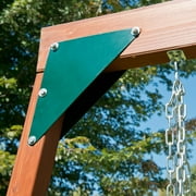 Swing-N-Slide Grandview Twist Deluxe Backyard Swing Set with Tube Slide، Curved Slide، Wood Roof، Monkey Bars and Swings