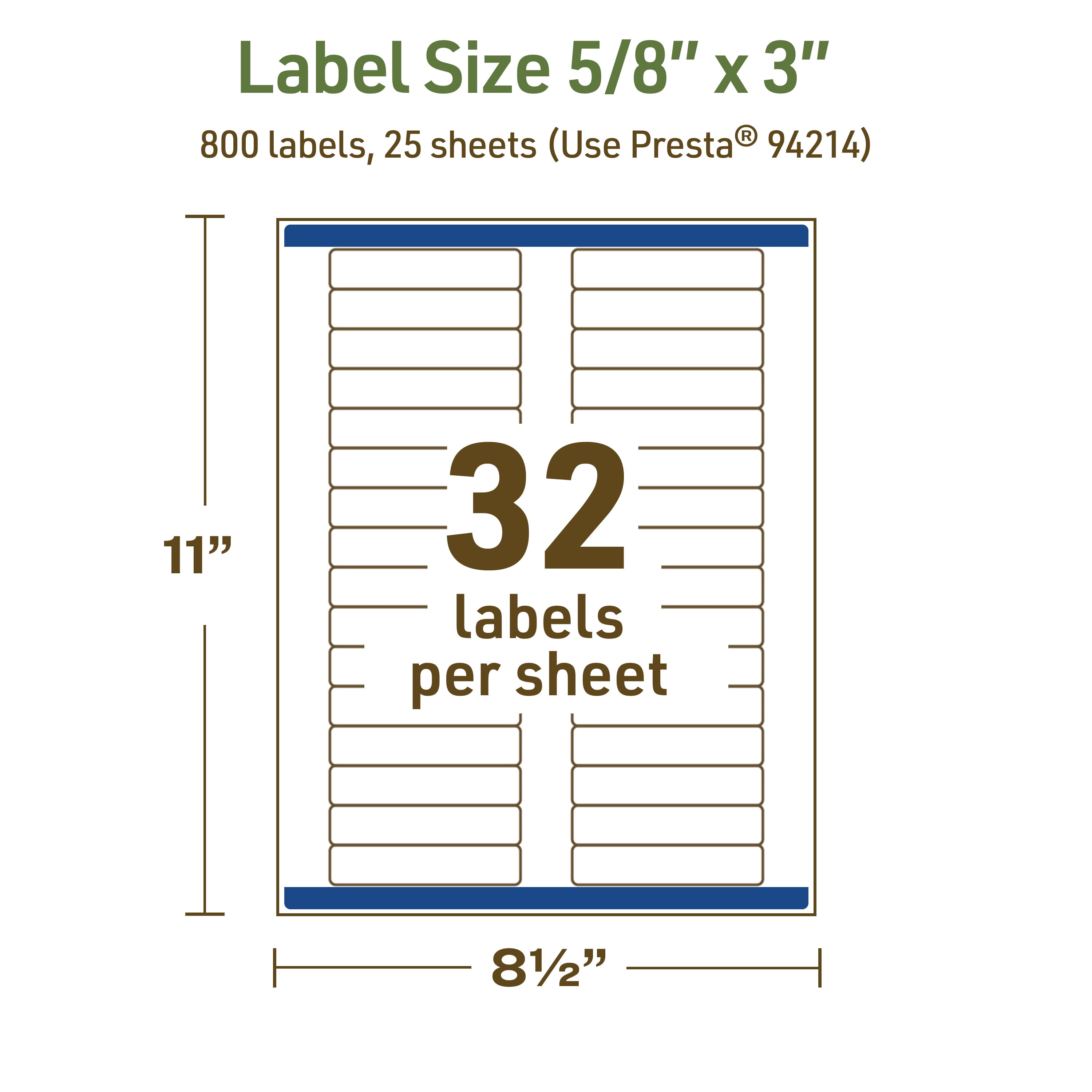 Avery Dissolvable Rectangle Labels, 5/8" x 3", 800 Labels