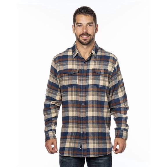 Burnside Men's Yarn-Dyed Long Sleeve Flannel Shirt, Brown, M