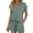 Mint Green, variant on Women's V Neck Button Two Piece Suit Short Sleeve Loose Fit