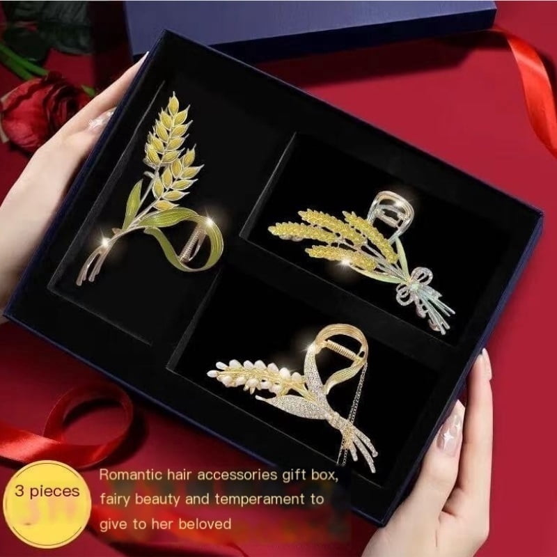 Wheat Ear Hair Clip Shark Claw Clip for the Back of the Head Floral Hair Accessories New Year Gift Set for Girlfriend