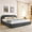 Dark Gray, variant on King Size Upholstered Bed Frame with Storage Drawers, Modern Minimalist Circle Yarn Fabric, Tall Curved Headboard, 4 Wheeled Drawers, Sturdy Leg Support, No Box Spring Needed, Dark Gray