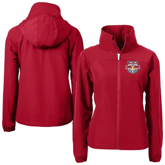 Women's-Cutter & Buck Red New York Red Bulls Charter Eco Recycled Full-Zip Jacket