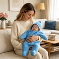 thumbnail image 3 of Faraee Funny Crochet Star Baby Sleep Sack Side Button Open Onesie Bag Newborn Wearable Hooded Sleep Blanket for Photo Prop (25.59IN), 3 of 5