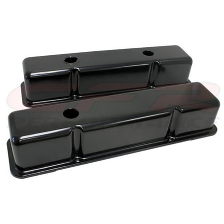 Chevy Short Valve Cover CFR HZ-9519-PBK 1958-86 Chevy Small Block 283-305-327-350-400 Tall Smooth Valve Covers - Black ()