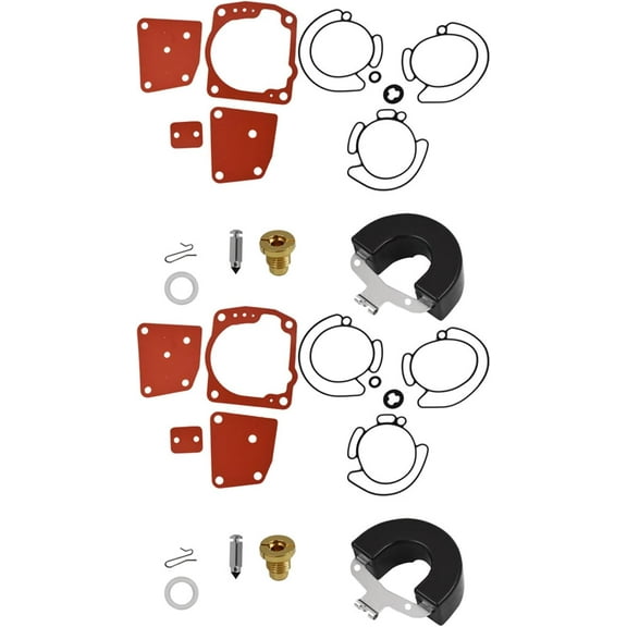 SEBLAFF 2 Pack 438996 Carburetor Rebuild Kit with Float Replacement for Evinrude Johnson OMC BRP V4 V6 90HP 100HP 105HP 115HP 150HP 175HP Boat Motor Sierra 18-7247