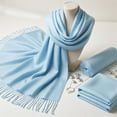 thumbnail image 5 of Pashmina Shawls Scarf for Women Large Silky Wraps for Evening Dress Bridesmaid Wedding Winter BabyBlue, 5 of 7