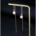 thumbnail image 5 of Solid 925 Sterling Silver CZ Droplet Chain Dangle Earrings for Women Teens Tassel Dangle Earrings Threader, 5 of 11