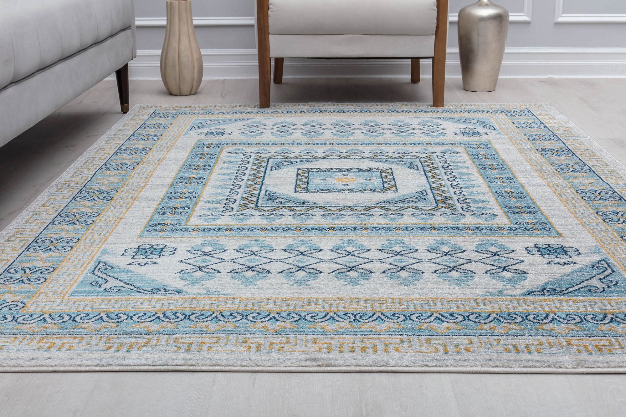 Harper HY40G Morning Glory Abstract Vintage Gray Area Rug, 5'3" x 7'0"