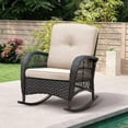 thumbnail image 2 of JP Outdoor 2PCS Modern Farmhouse Wicker Rocking Chair for Indoor or Outdoor Patio,Khaki（Brown Wicker), 2 of 10