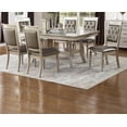 thumbnail image 2 of Traditional Formal Dining Table w Shelf 6x Side Chairs Tufted Back Seats Upholstered Kitching 7pc Silver Dining Room Furniture, 2 of 7
