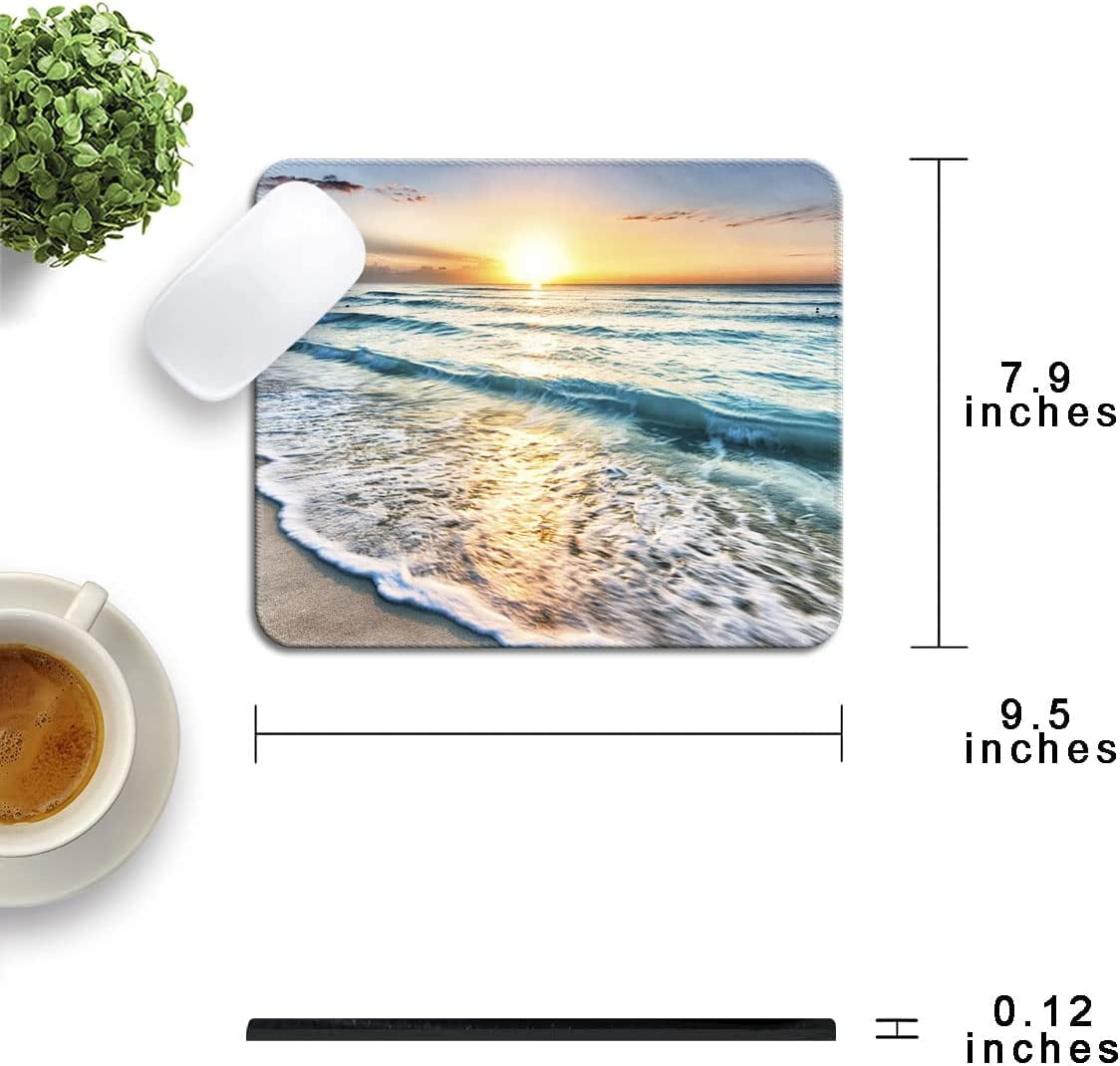 Mouse Pad with Stitched Edge, Premium-Textured Mouse Mat, Non-Slip Rubber Base Mousepad for Laptop, Computer & PC,9.5×7.9 inches,Beach