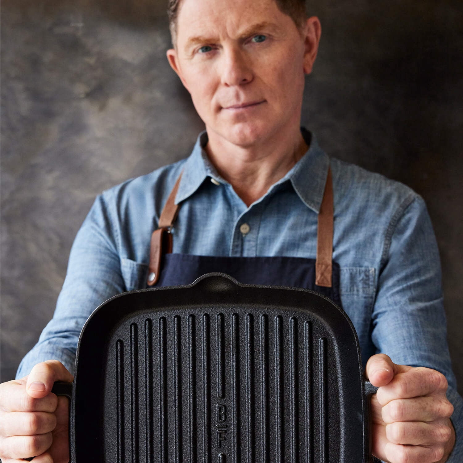 GreenPan x Bobby Flay Cast Iron Pre-Seasoned 11” Square Grill Pan, Helper Handles, Professional Grade Heavy Duty, Induction Suitable, Versatile Stovetop, Oven, BBQ & Fire, Indoor/Outdoor Use, Black