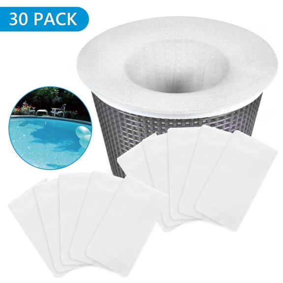 Hengbo 30 Pack Skimmer Socks Swimming Pool Filter Socks Pool Skimmer Filters Socks for Protect Your Ground Pool White