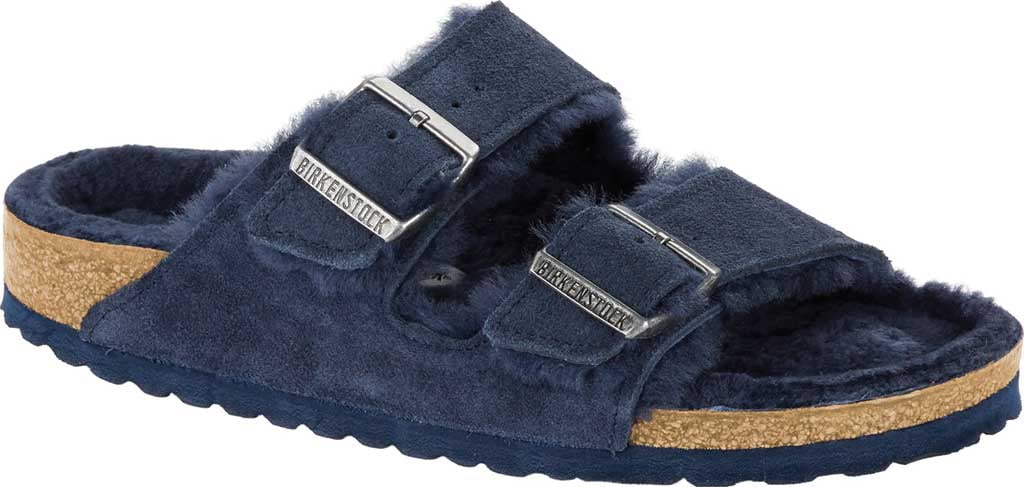 Birkenstock Men's Arizona Shearling Slide Sandals - Blue