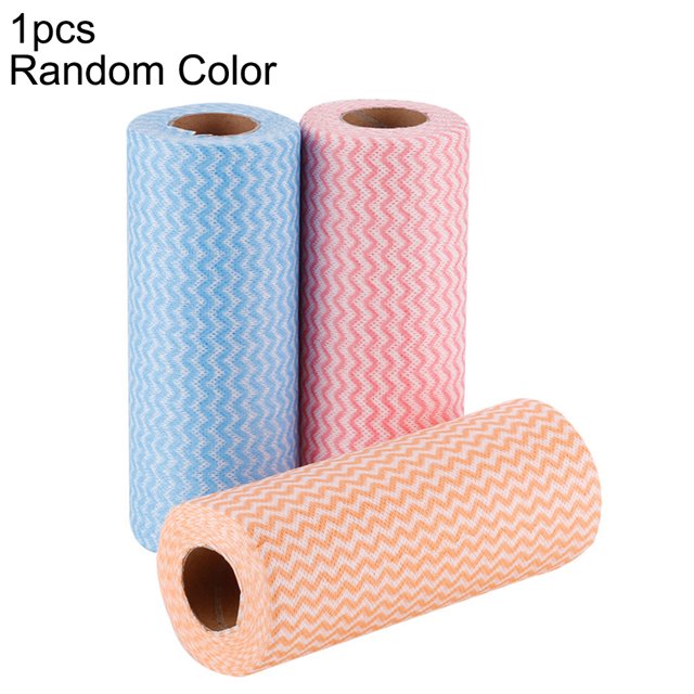 Paresseux Point-Rupture Jetable en Forme de Rouleau Non-Tissé 50 Pièces Jetables Chiffon de Cuisine Non-Tissé Couleur Aléatoire