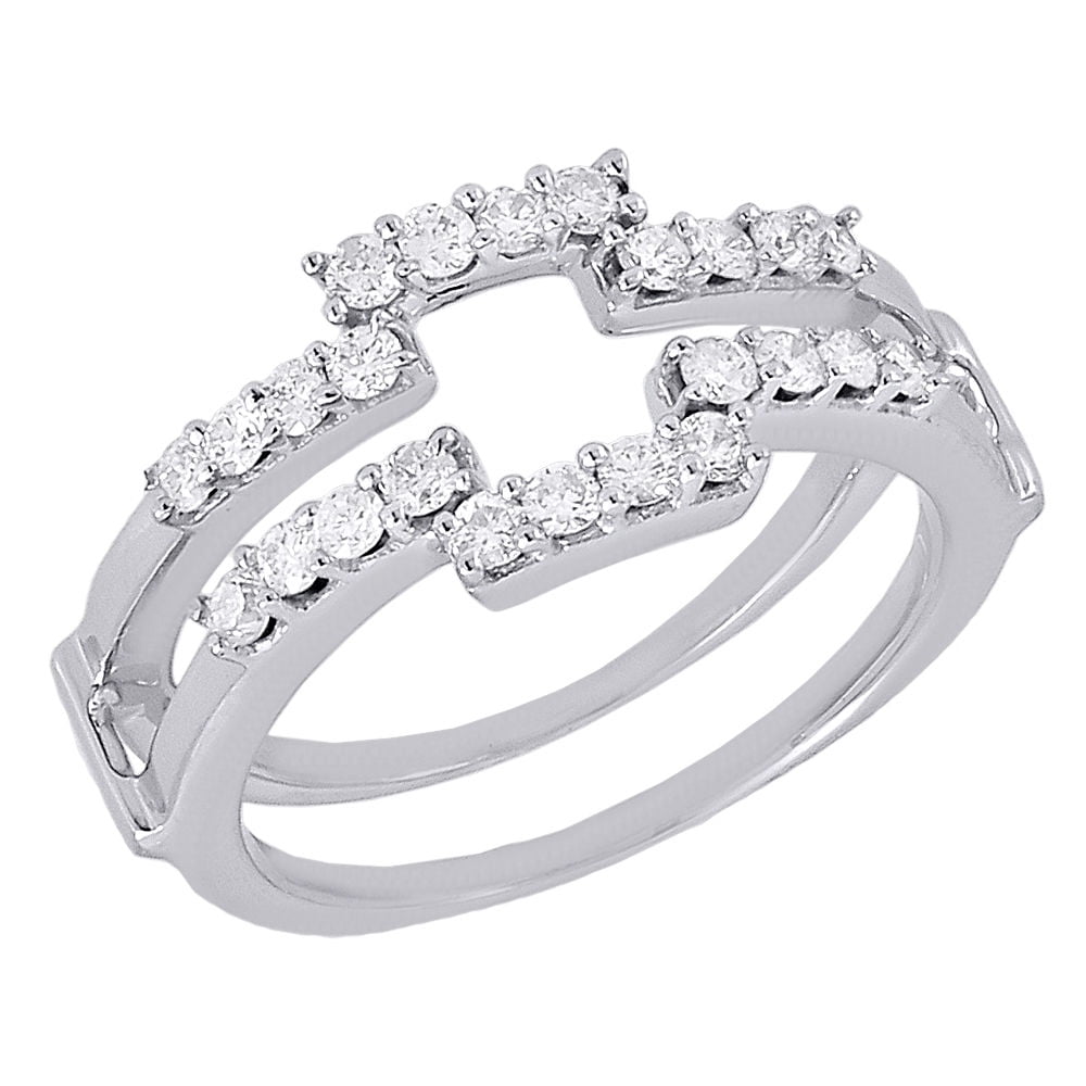 0.87 Ct Round Diamond Enhancer Wrap Engagement Wedding Ring 10k White Gold Over 