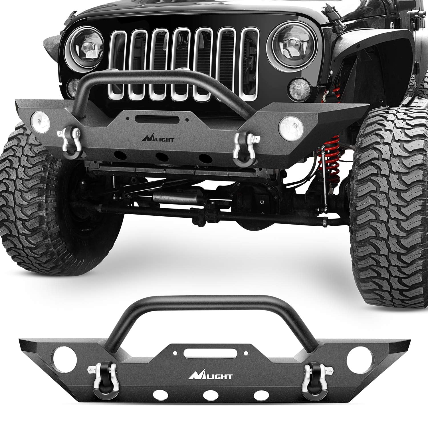 Nilight JK50A Front Bumper Compatible for 0718 Jeep Wrangler JK Rock