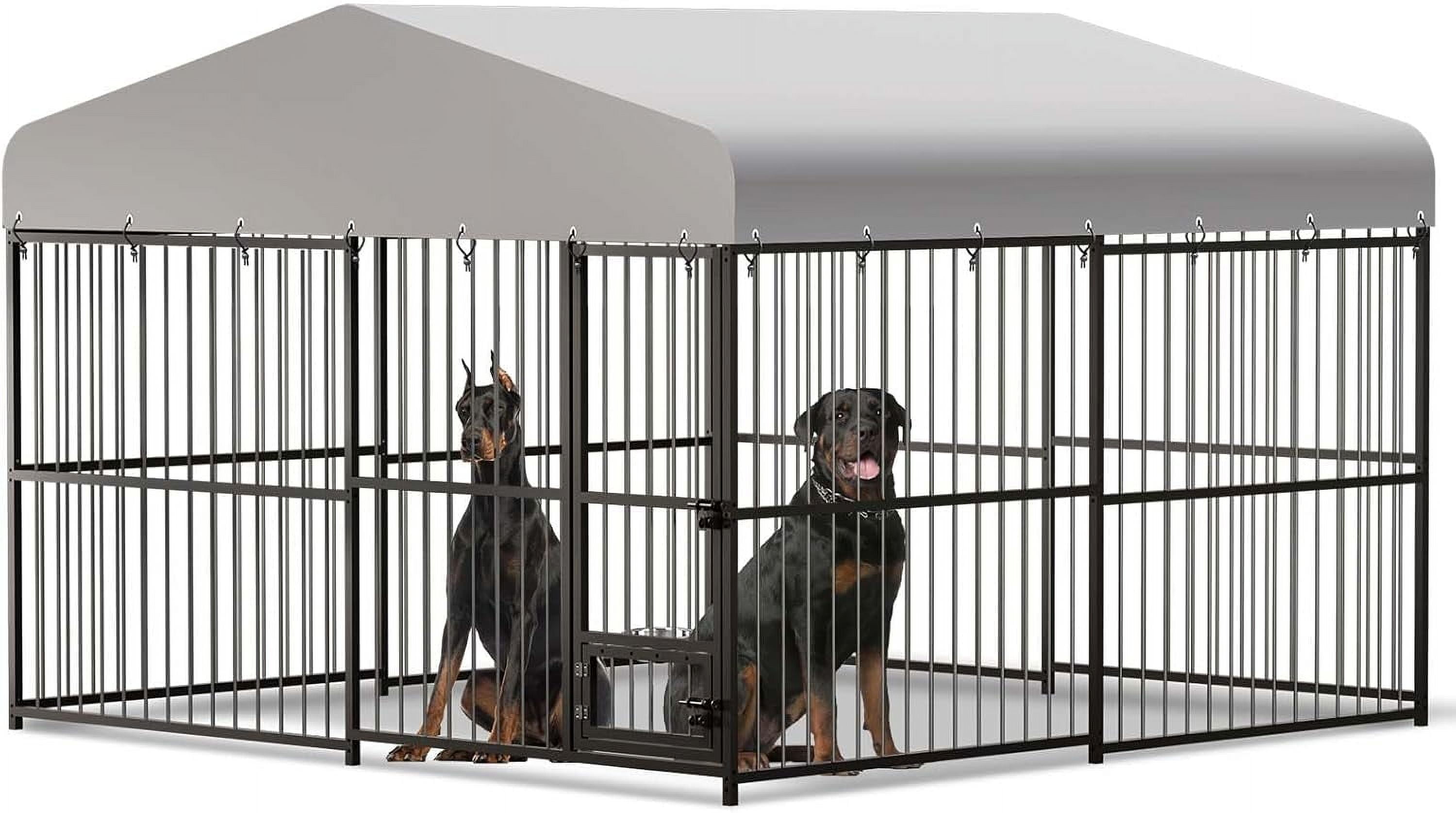 Senfot 10x10x6 FT Outdoor Dog Kennel, Large Dog Enclosure with Waterproof UV-Resistant Cover, Secure Lock, Easy Assembly, for Large & Medium Dogs, Outdoor Pet Shelter