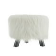 thumbnail image 3 of Linon June Faux Fur Wood Upholstered Foot Stool in White, 3 of 5