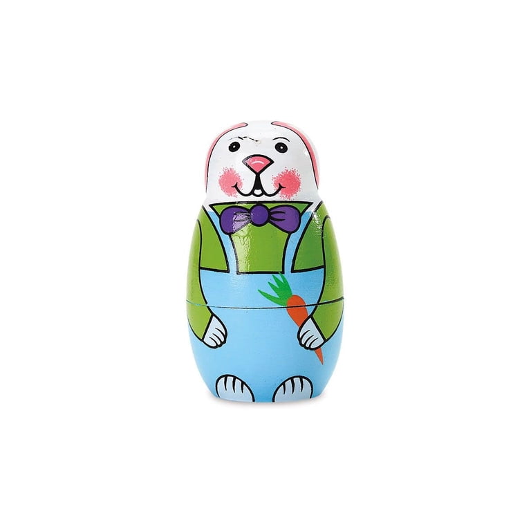 Lillian Vernon Hand Painted Wooden Easter Bunny Nesting Doll Set