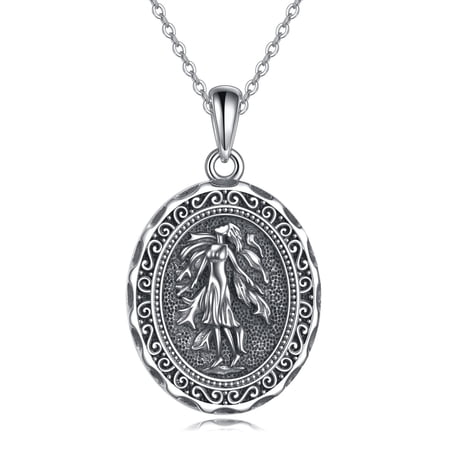 MYSTICPOEM Greek Goddess Necklace Sterling Silver Gaia Earth Goddess Pendant Necklace Mythology Jewelry for Women Gifts