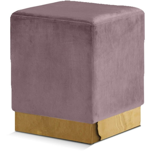 Meridian Furniture Jax Contemporary Velvet Ottoman/Stool in Pink