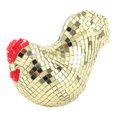 thumbnail image 4 of Figura de pollo con bola de discoteca de espejo, decoración de mesa, acabado de espejo reflectante oro, 4 of 9