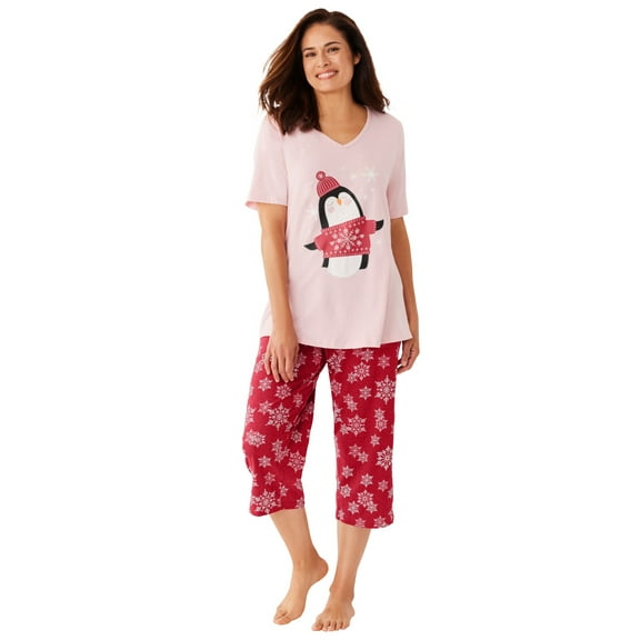 Dreams & Co. Plus Size 2-Piece Capri PJ Set