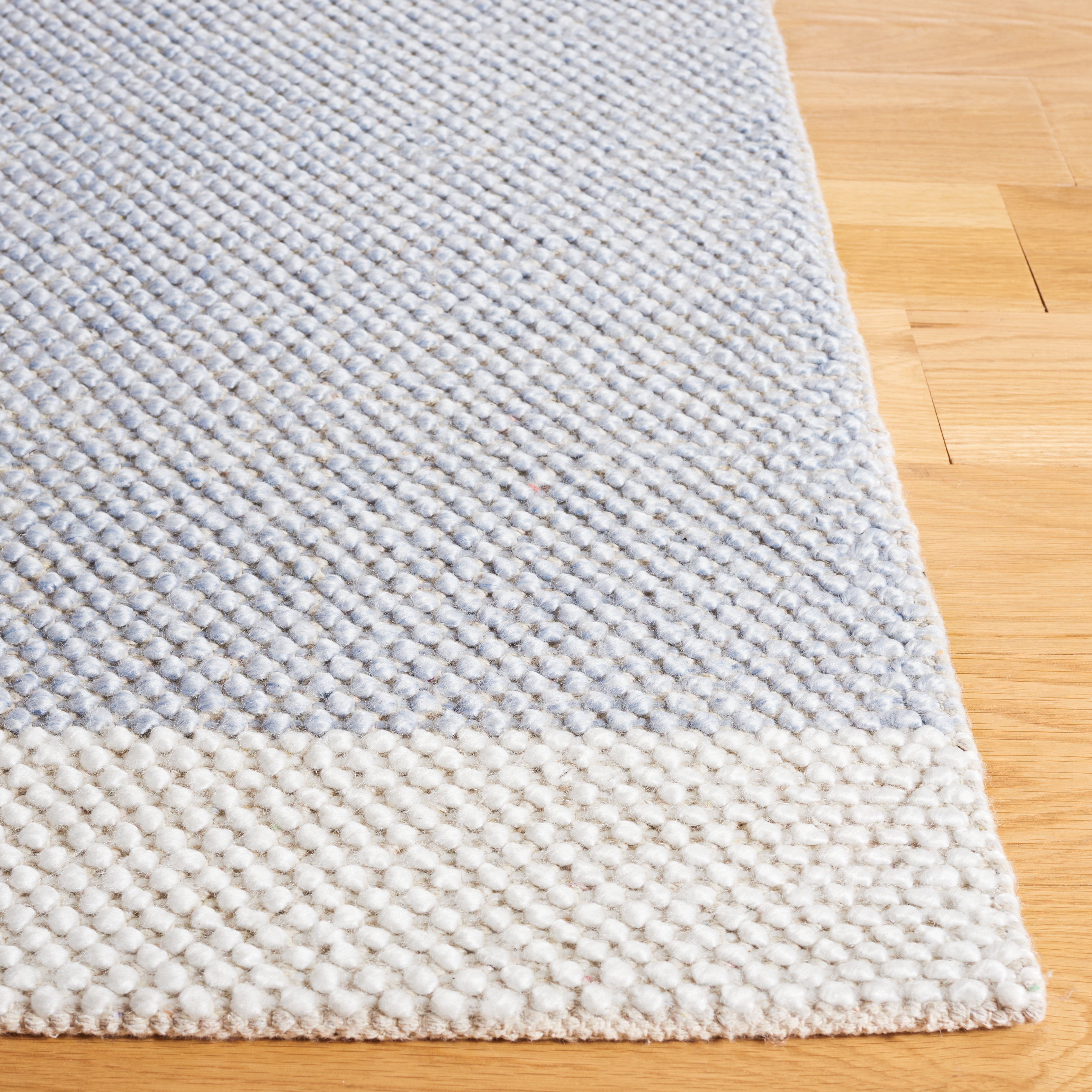SAFAVIEH Natura Marina Striped Wool Area Rug, Light Blue/Ivory, 6' x 6' Square
