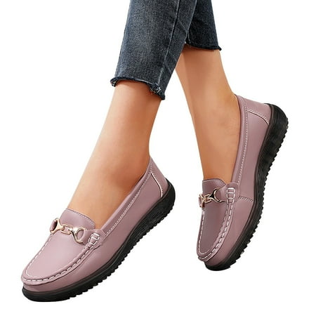 Mepaouo Loafers for Women Business Casual Flats Walking Shoes Slip on Moccasin Penny Loafers(Light Purple 8.5)