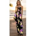 thumbnail image 4 of HAPPY BAY Women's Summer Boho A-Line Smocked Strapless Dresses Evening Long Tube Top Slit Maxi Beach Dress for Women One Size Purple, Floral, 4 of 5