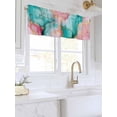 thumbnail image 3 of Valances for Windows Marble Teal Rod Pocket Cafe Window Treatments Valance Curtains for Kitchen Bathroom Laundry Basement Windows 54"x18", 3 of 9
