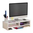 thumbnail image 2 of Yanerim Wooden Computer Elevated Rack Monitor Stand Riser with Storage Compartment Easy Installation Office Desk Storage Organizer Laptop Holder, 2 of 8