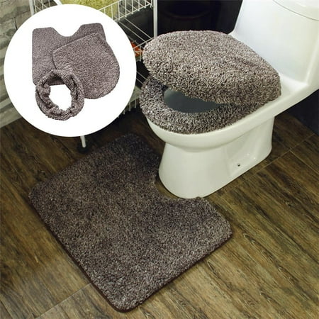 

Pgeraug toilet seat cushion Universal Plush Warm Toilet Pad Three-piece Thicken Toilet Seat Cushion Toilet Carpet Multicolor