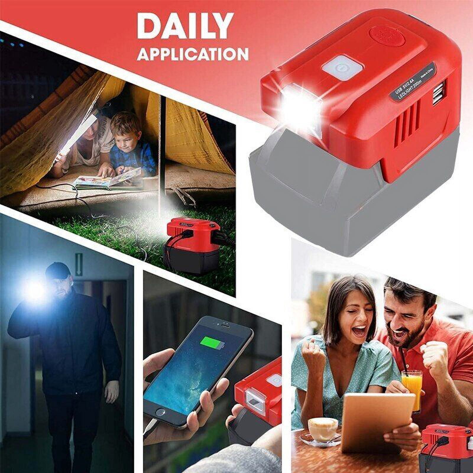 150W Phone Charger Adapter for Milwaukee M18 18V, URUN DC 18V to AC 120V Power Inverter Generator, Top Off Inverter Power Supply for Milwaukee with USB Port & LED Light & AC Outlet(No Battery)