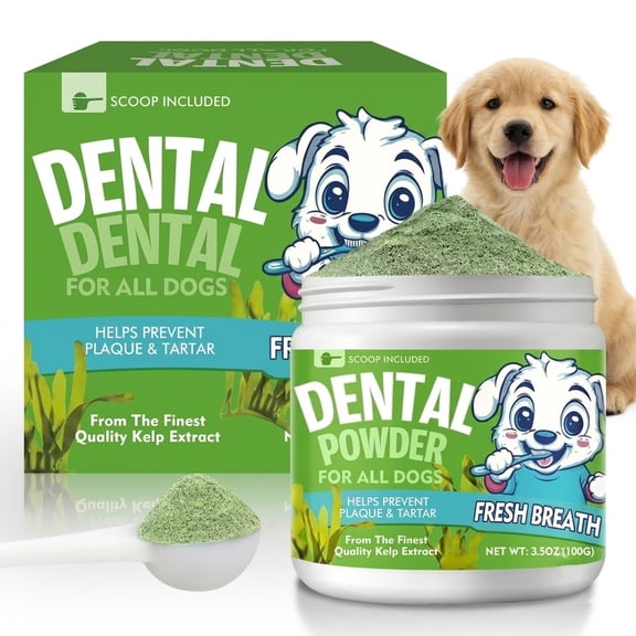 Dog Dental Powder, Dog Teeth Cleaning Powder, Natural Dog Dental Care for Reducing Plaque and Freshening Breath, 3.5 Oz