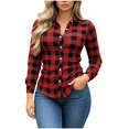 thumbnail image 2 of QUNYINEY Women Button Down Shirt Fall Casual Plaid Long Sleeve Tops Work Loose Fit Collared Woman Blouse, 2 of 8